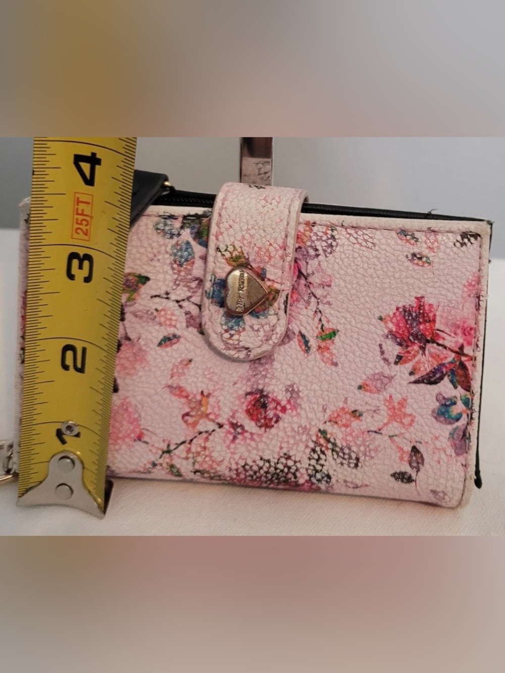 Betsey Johnson Floral Pink Women's Wallet Clutch with Heart Detail - Picture 16 of 16